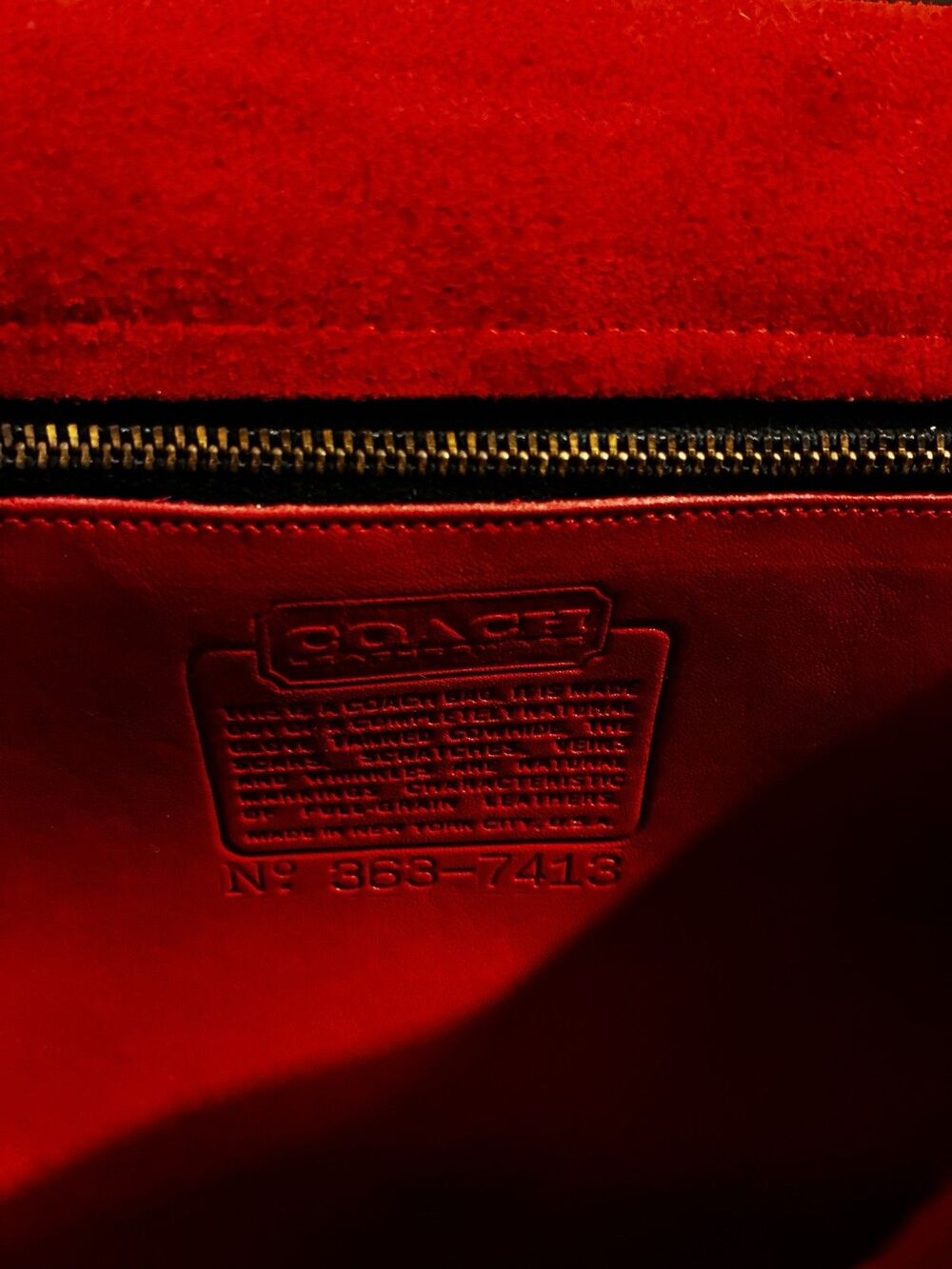 Vintage 1980s Coach Bag Convertible Clutch 9635 Red Made In NYC - Picture 6 of 16